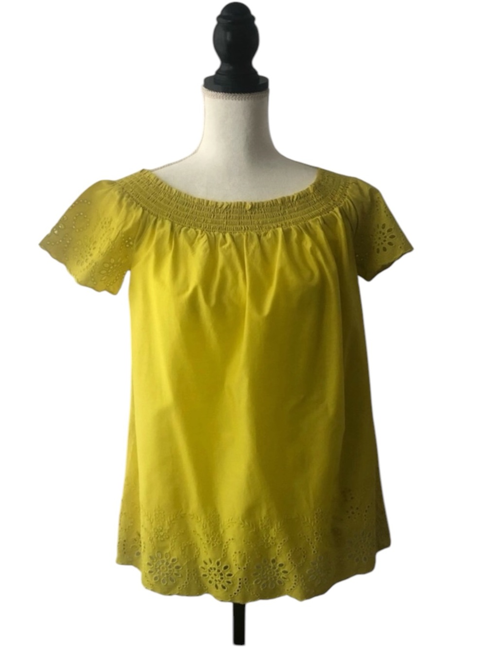 Old Navy Citron/Chartreuse Eyelet Off Shoulder 100% Cotton Top NWT Size Medium